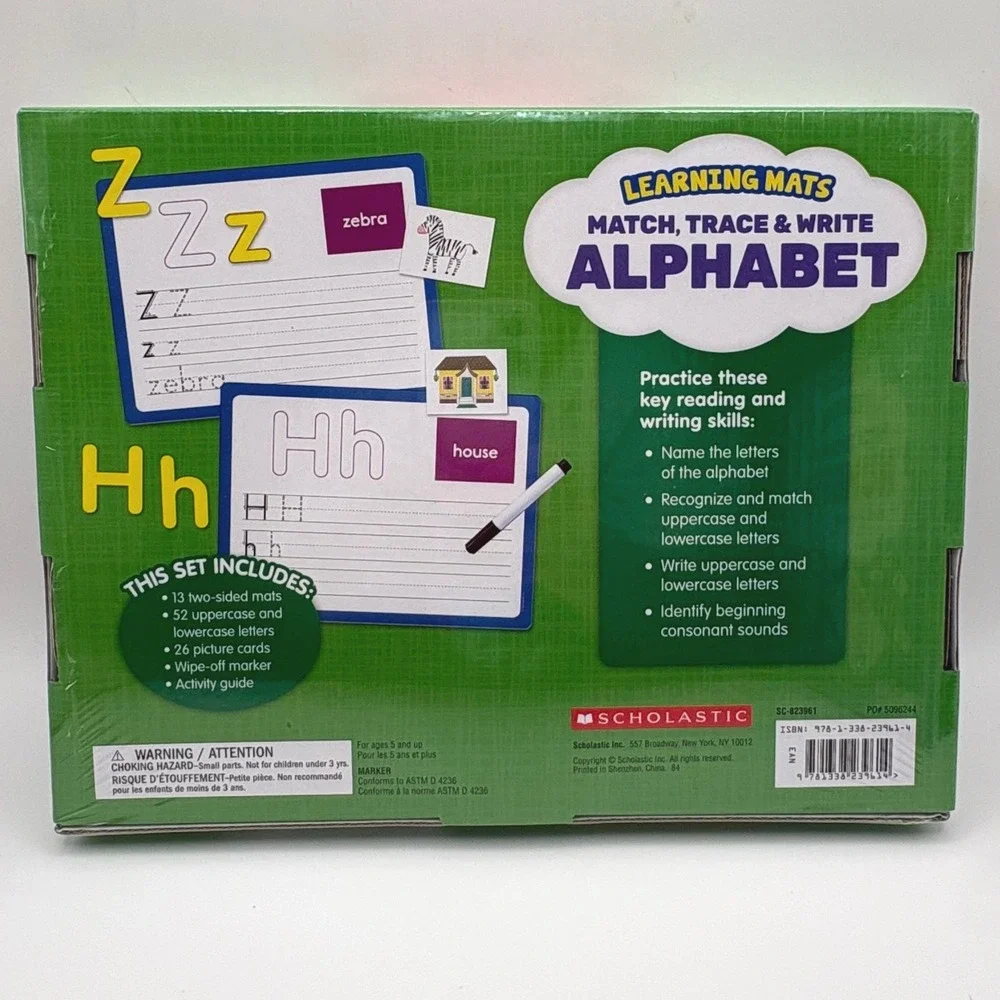 Scholastic Learning Mats Match Trace Write Alphabet & Numbers 2-Box Bundle New